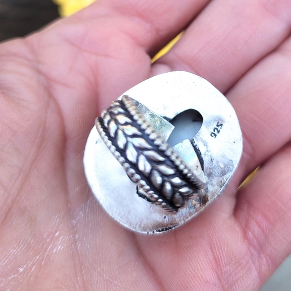 🤍Dendritic Opal Gemstone Sterling Silver Ring - Picture 2 of 2